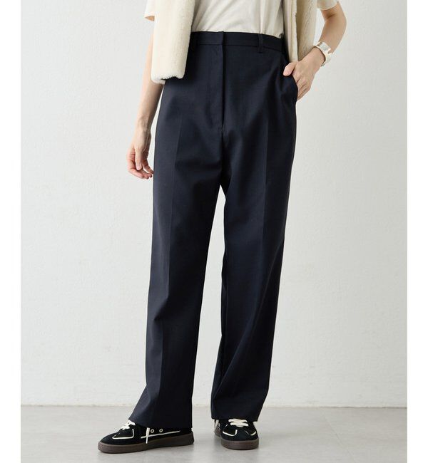  「平織りセンタープレスパンツ」|チノ|ネイビー