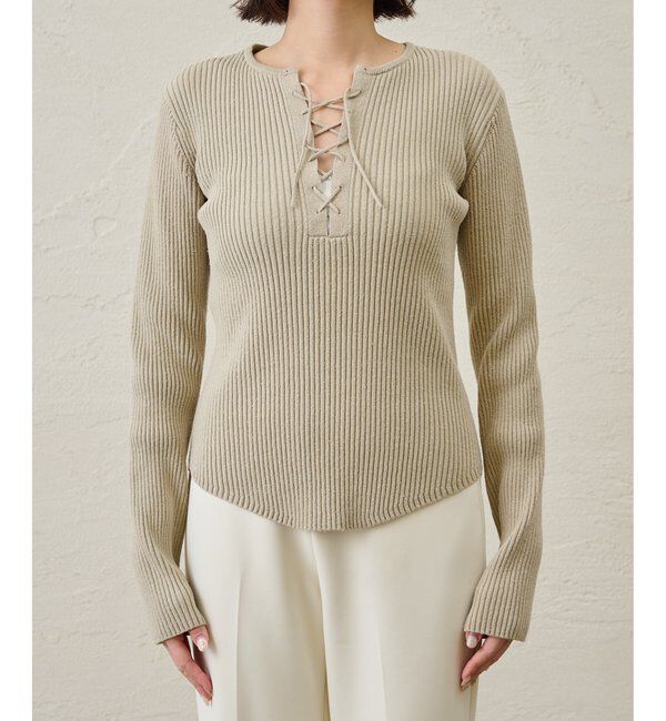  「RAW SILKレースアッププルオーバー」|ニット・セーター|