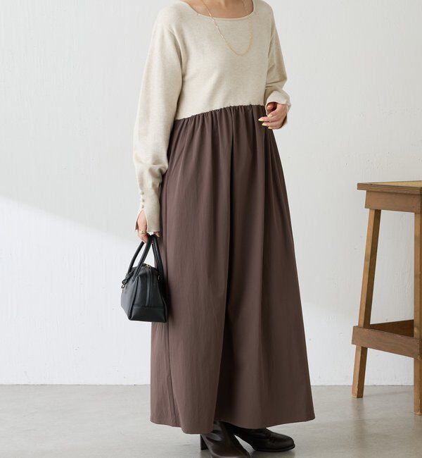  「ニットドッキングフレアワンピース」|ワンピース|