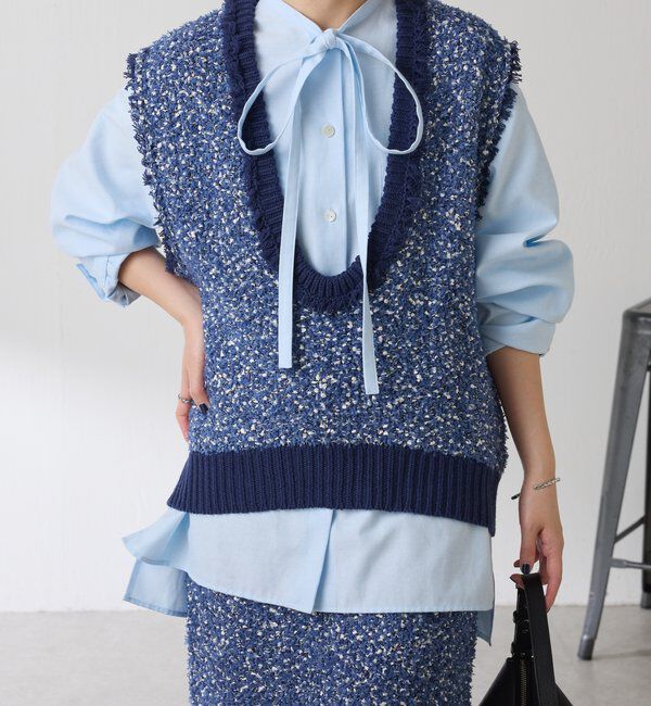  「ツイードライクニットベスト」|ニット・セーター|