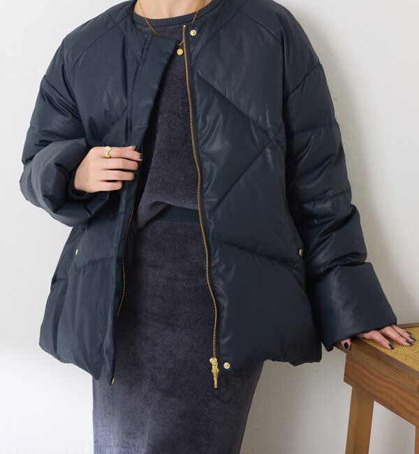  「【マット見え/軽量コート】ライトエンボスノーカラーダウン」|その他|