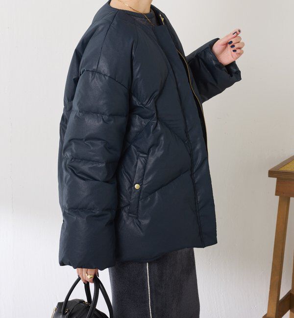  「【マット見え/軽量コート】ライトエンボスノーカラーダウン」|その他|