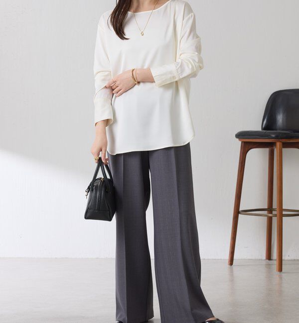  「サテンサイドドロストTブラウス」|シャツ・ブラウス|