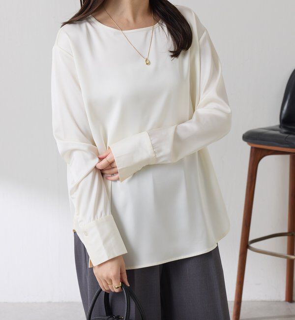  「サテンサイドドロストTブラウス」|シャツ・ブラウス|
