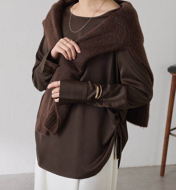  「サテンサイドドロストTブラウス」|シャツ・ブラウス|