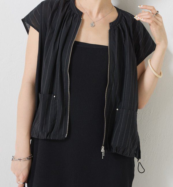  「コットンシアーフレンチベスト」|ベスト・ジレ|ブラック