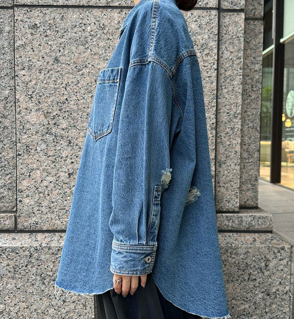  「【新色追加】ダメージデニムシャツ」|シャツ・ブラウス|