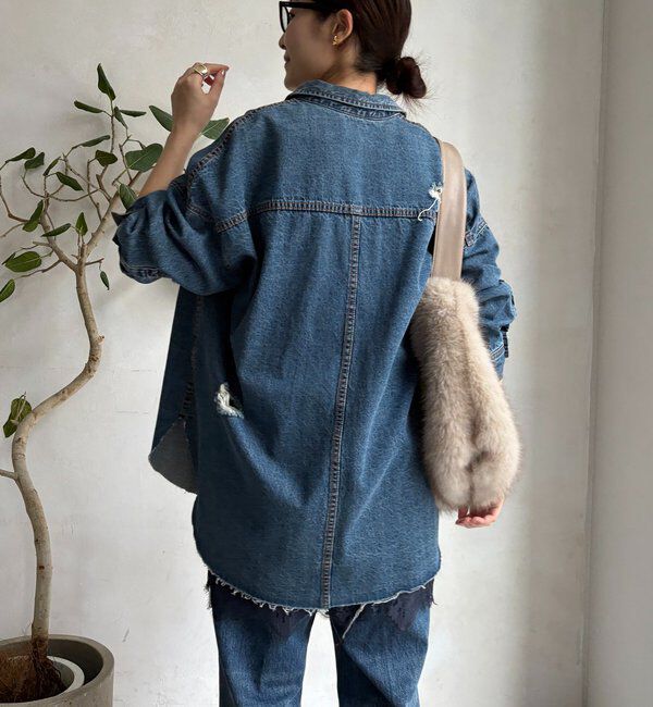  「【新色追加】ダメージデニムシャツ」|シャツ・ブラウス|