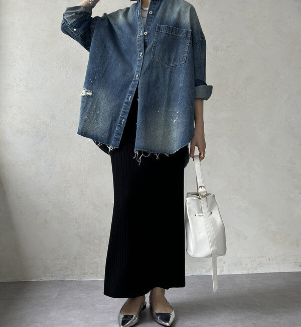  「【新色追加】ダメージデニムシャツ」|シャツ・ブラウス|