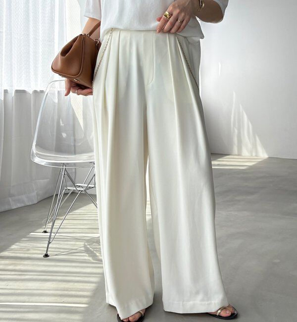  「【累計販売数3万枚突破/21色4サイズ展開！】タックワイドパンツ」|チノ|