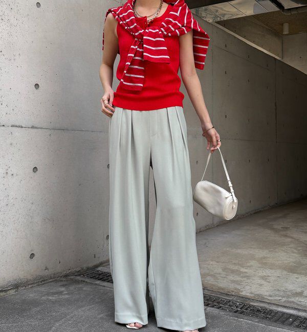  「【累計販売数3万枚突破/21色4サイズ展開！】タックワイドパンツ」|チノ|