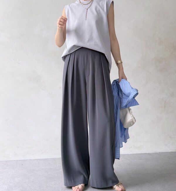  「【累計販売数3万枚突破/21色4サイズ展開！】タックワイドパンツ」|チノ|