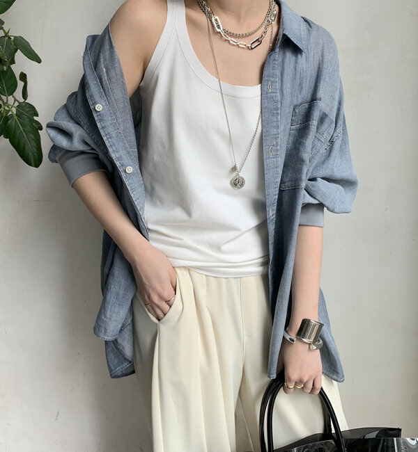  「ラメステッチキャミタンク」|Tシャツ・カットソー|