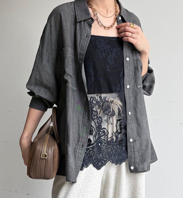  「スカラレースキャミ」|シャツ・ブラウス|ネイビー