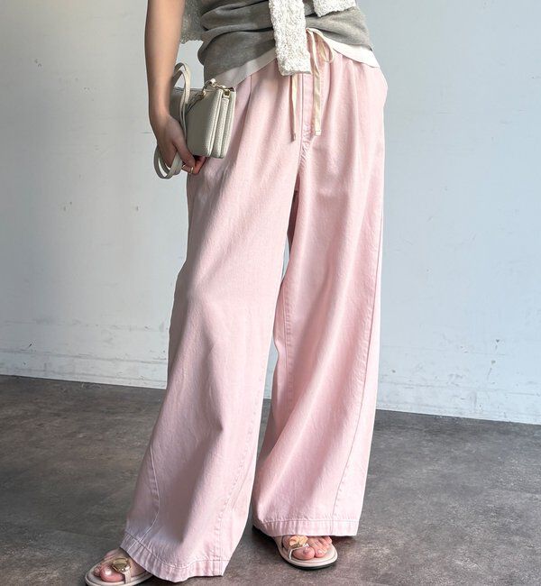  「デニムワイドイージーパンツ」|デニム|ピンク