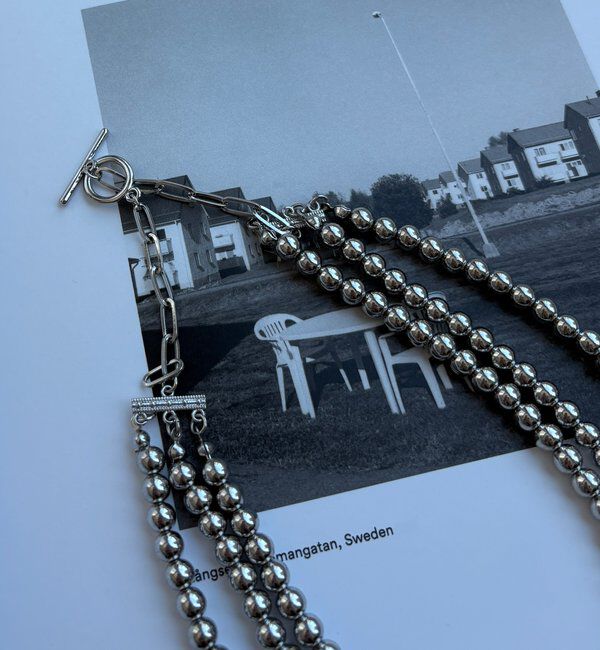  「3連ボールチェーンレイヤードネックレス」|ネックレス|