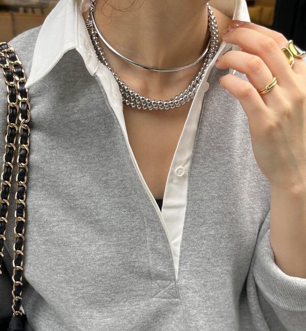  「3連ボールチェーンレイヤードネックレス」|ネックレス|