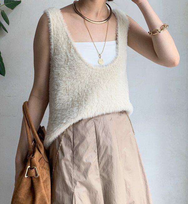  「前後2WAYシャギーニットタンクベスト」|ニット・セーター|