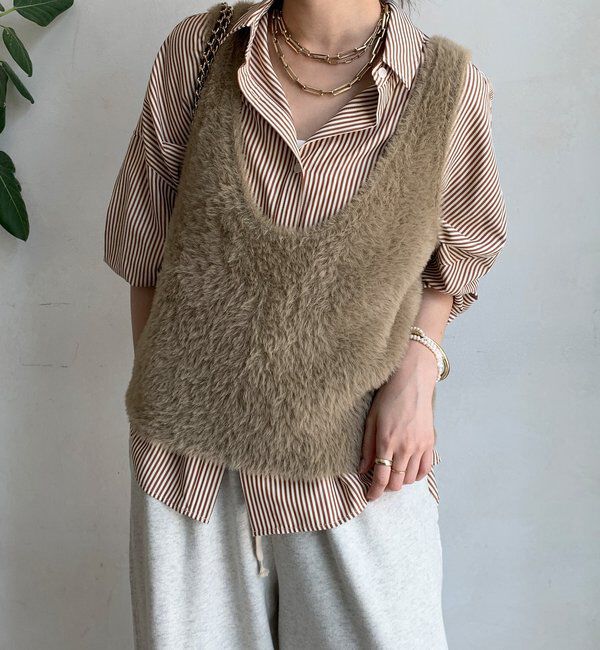  「前後2WAYシャギーニットタンクベスト」|ニット・セーター|