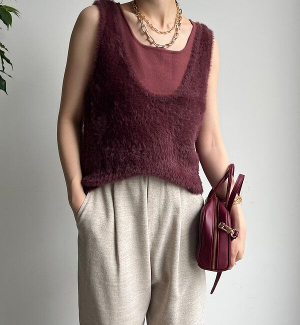  「前後2WAYシャギーニットタンクベスト」|ニット・セーター|