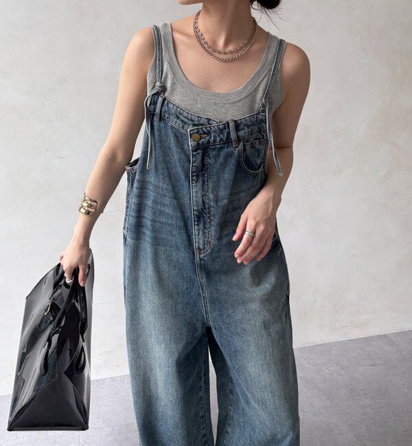  「【WEB限定】 デニムオールインワン」|ワンピース|