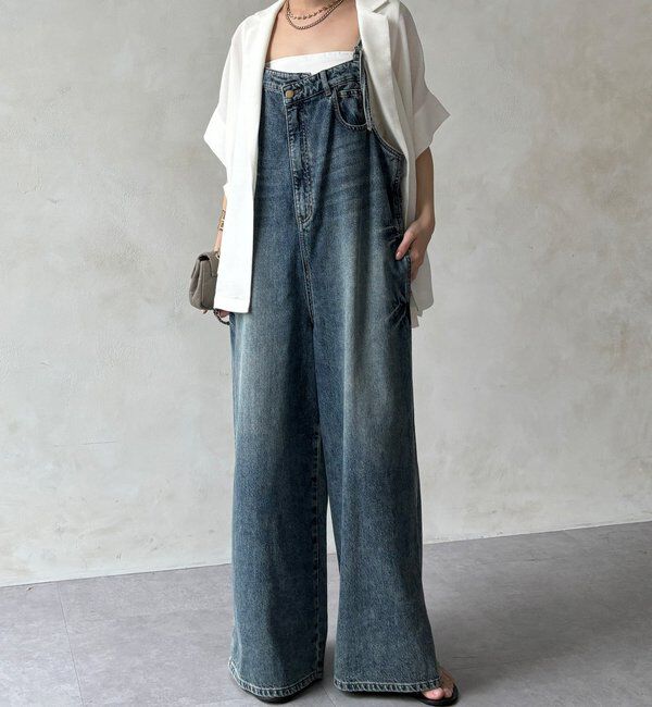  「【WEB限定】 デニムオールインワン」|ワンピース|