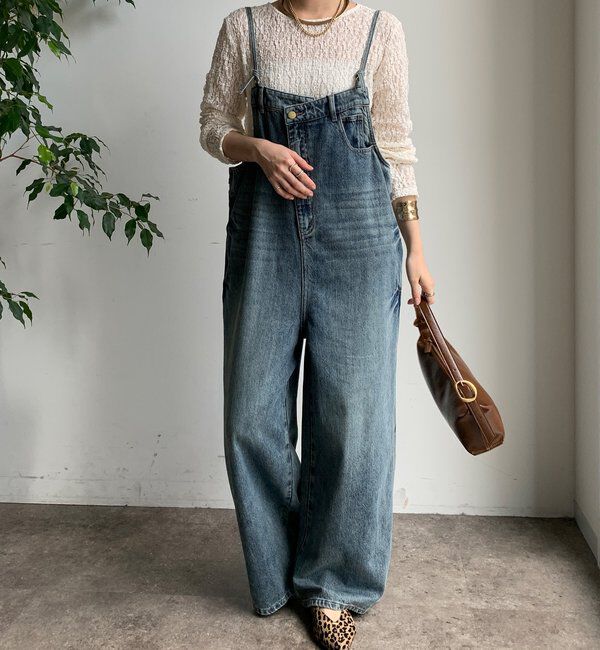  「【WEB限定】 デニムオールインワン」|ワンピース|