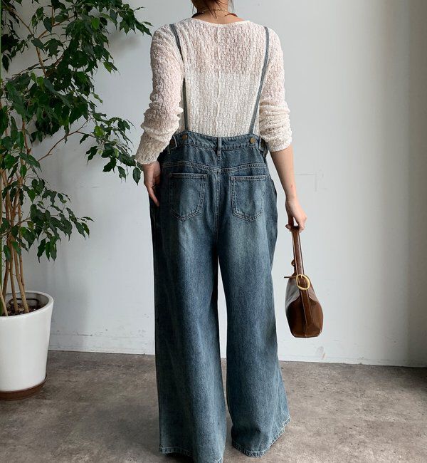  「【WEB限定】 デニムオールインワン」|ワンピース|