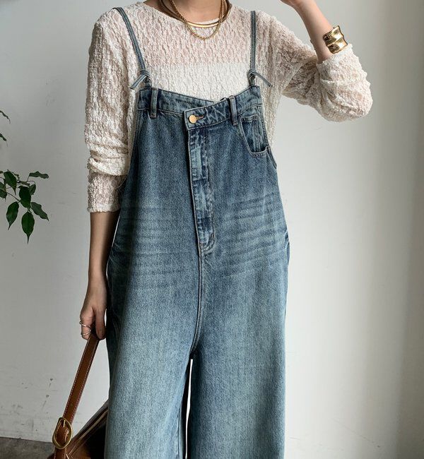  「【WEB限定】 デニムオールインワン」|ワンピース|