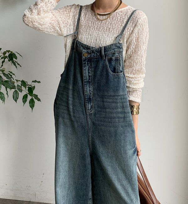  「【WEB限定】 デニムオールインワン」|ワンピース|