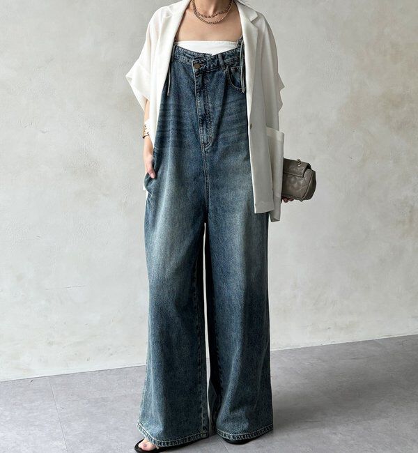  「【WEB限定】 デニムオールインワン」|ワンピース|