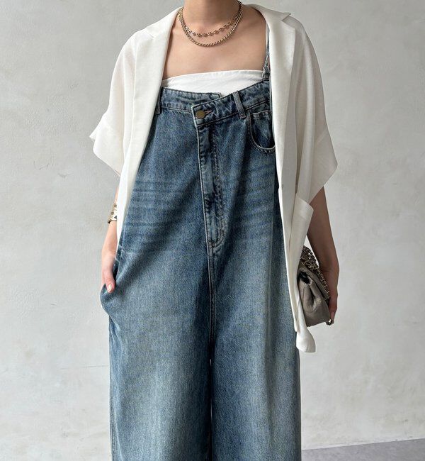  「【WEB限定】 デニムオールインワン」|ワンピース|