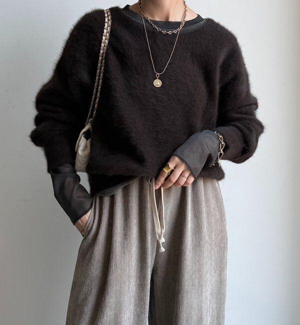  「【新色追加】チュールフロッキーシアー切替TEE」|Tシャツ・カットソー|