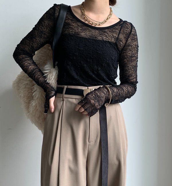  「レースロングスリーブトップス」|Tシャツ・カットソー|