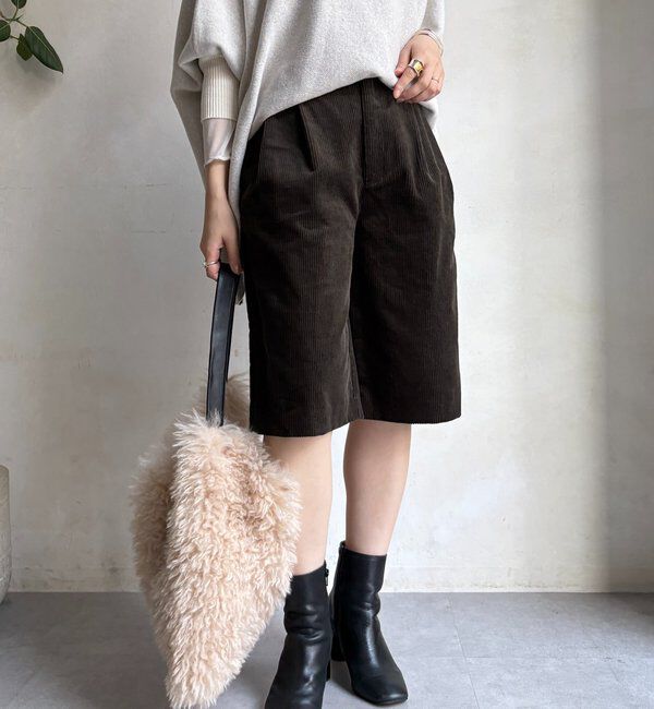  「コーデュロイショートパンツ」|チノ|チャコールグレー