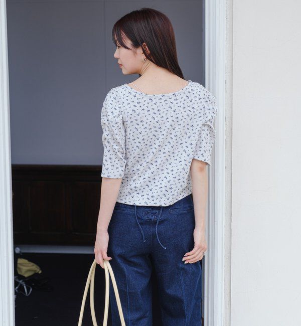  「小花柄ヘンリースクエアプルオーバー」|Tシャツ・カットソー|