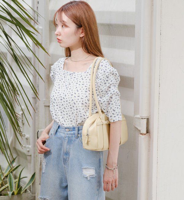  「小花柄ヘンリースクエアプルオーバー」|Tシャツ・カットソー|