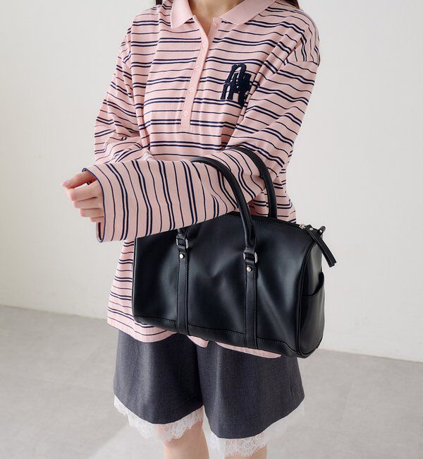  「【500mlペットボトル収納可】スタッズボストンバッグ」|ボストンバッグ|