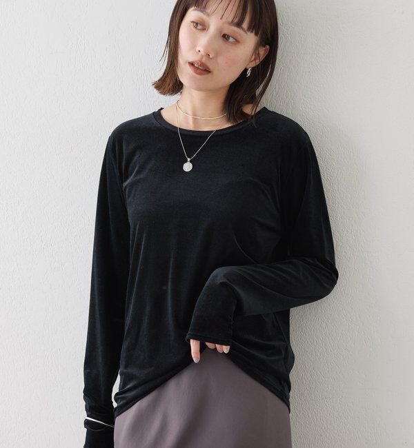  「【1枚でも様になる】シアーベロアロンT」|Tシャツ・カットソー|