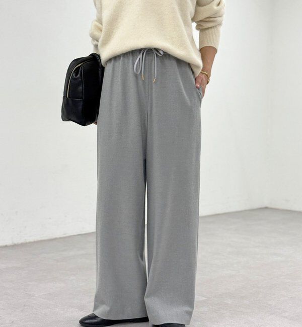  「【真冬まで暖か】両面起毛イージーストレートパンツ」|チノ|グレー