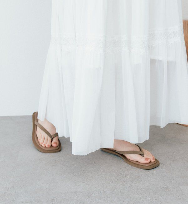  「予約【モードな印象に】スクエアトングコンビサンダル」|サンダル|