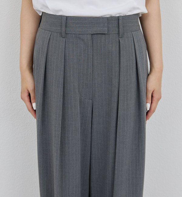  「【手洗い可能】【3サイズ展開】ストライプダブルタックパンツ」|チノ|