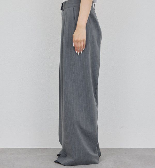  「【手洗い可能】【3サイズ展開】ストライプダブルタックパンツ」|チノ|