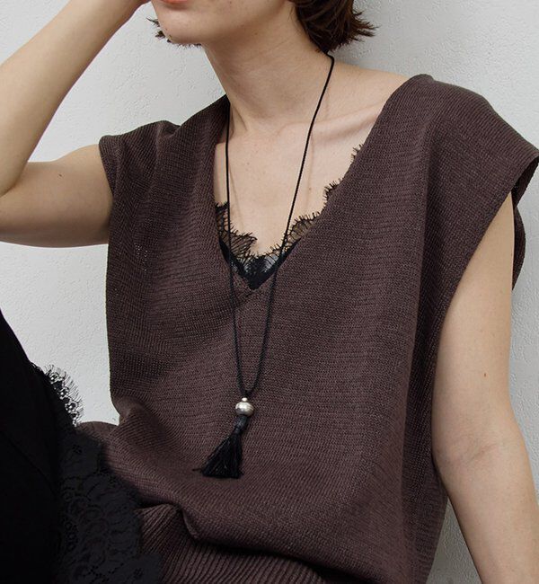  「フリンジコードネックレス」|リング|ブラック