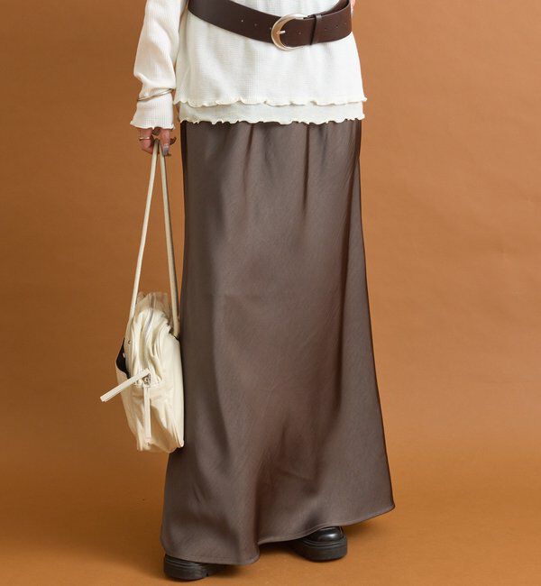  「サテンマーメイドスカート」|スカート|ブラウン