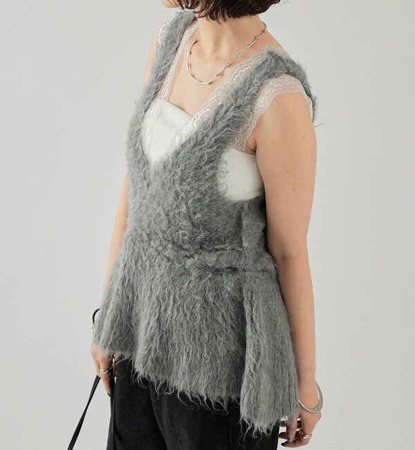  「シャギーニット ペプラムベスト」|ニット・セーター|