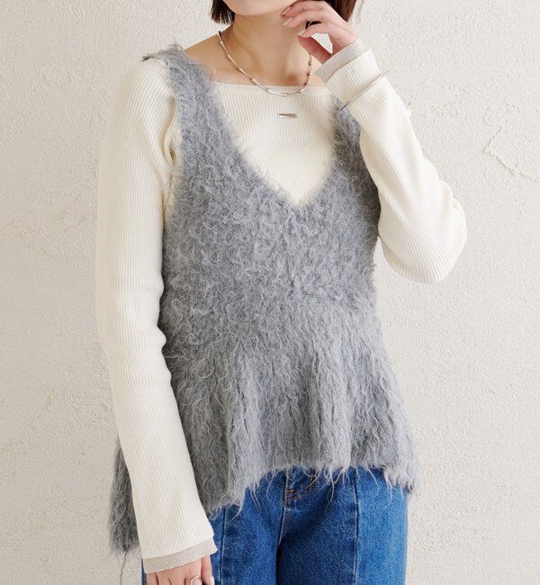  「シャギーニット ペプラムベスト」|ニット・セーター|