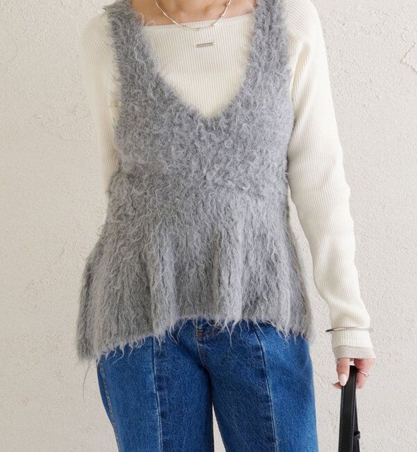  「シャギーニット ペプラムベスト」|ニット・セーター|