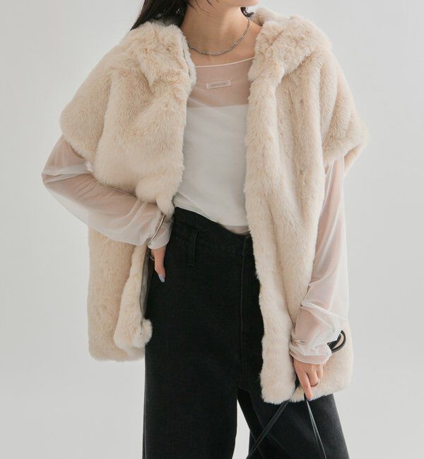  「フーディーファーベスト」|ベスト・ジレ|アイボリー