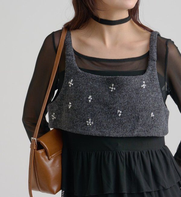  「ウールライク ビジュービスチェ」|シャツ・ブラウス|グレー